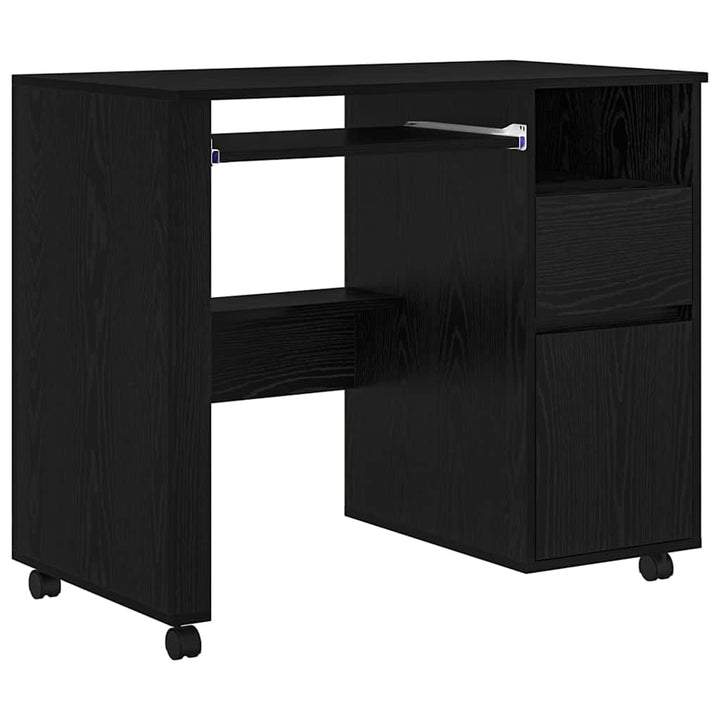 Skrivebord med Hjul Sort eg Konstrueret træ 91 x 50 x 77 cm