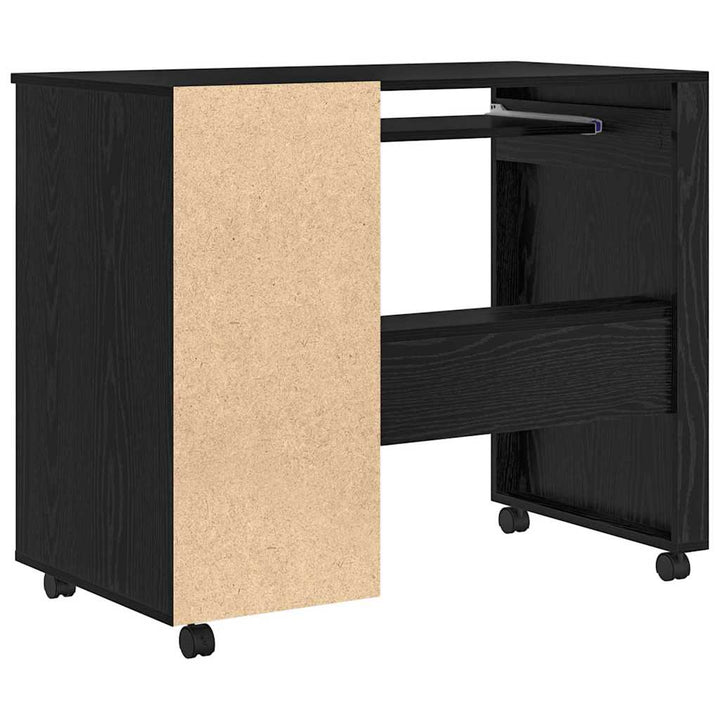 Skrivebord med Hjul Sort eg 91 x 50 x 77 cm Konstrueret træ