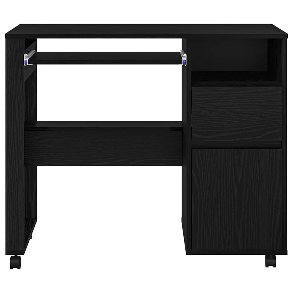 Skrivebord med Hjul Sort eg Konstrueret træ 91 x 50 x 77 cm