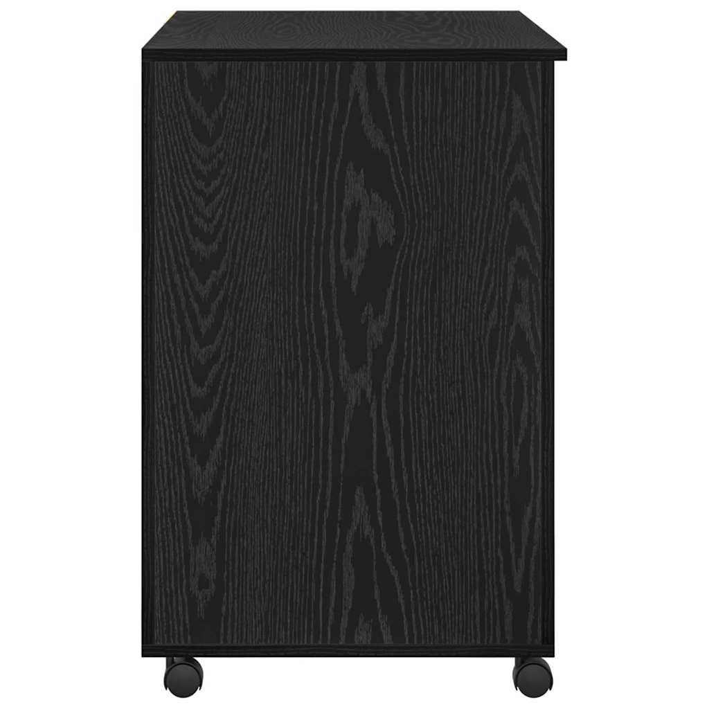 Skrivebord med Hjul Sort eg 91 x 50 x 77 cm Konstrueret træ