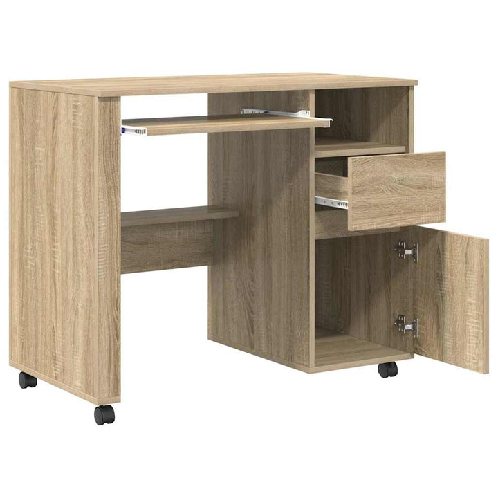 Skrivebord med Hjul Sonoma eg 91 x 50 x 77 cm Konstrueret træ