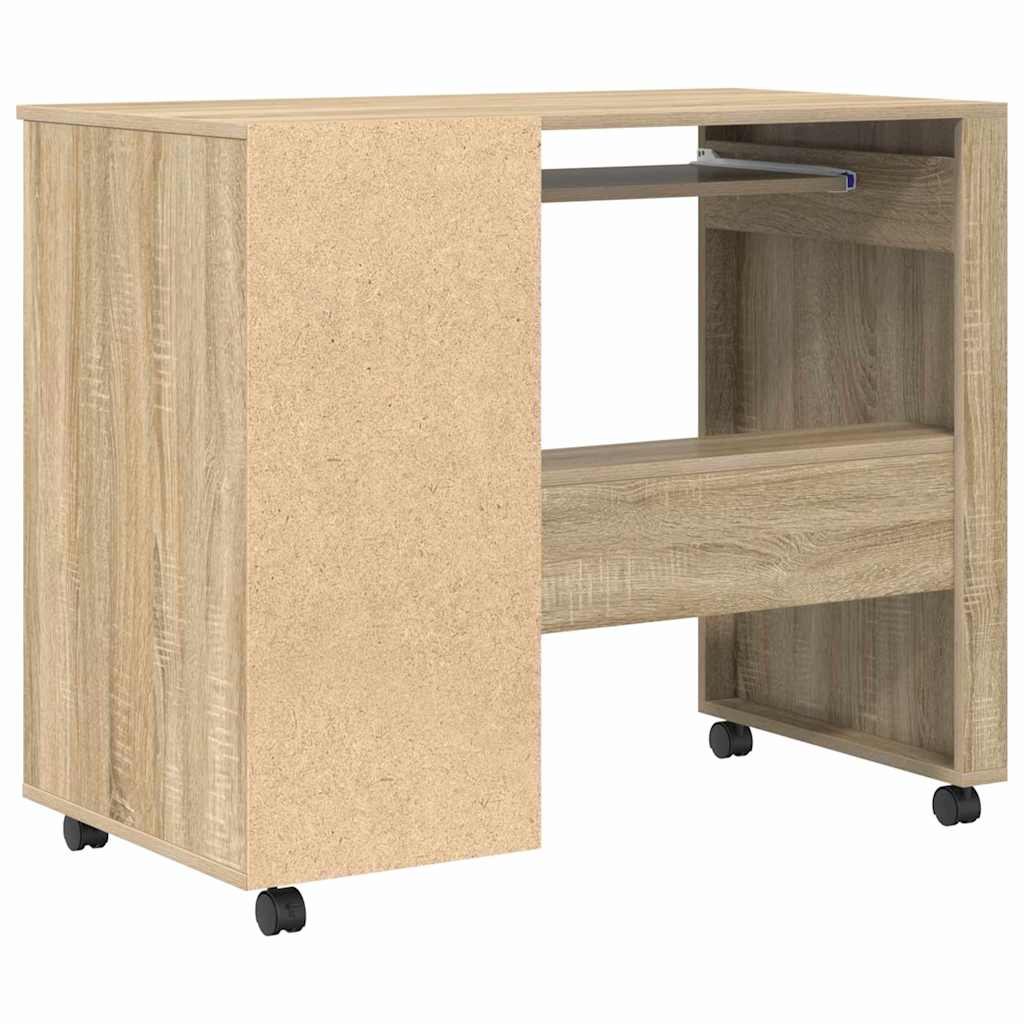 Skrivebord med Hjul Sonoma eg 91 x 50 x 77 cm Konstrueret træ