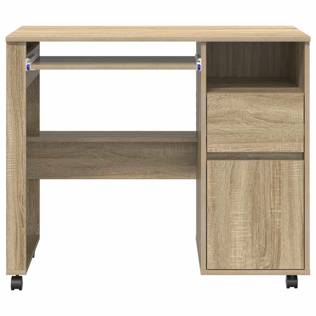 Skrivebord med Hjul Sonoma eg 91 x 50 x 77 cm Konstrueret træ