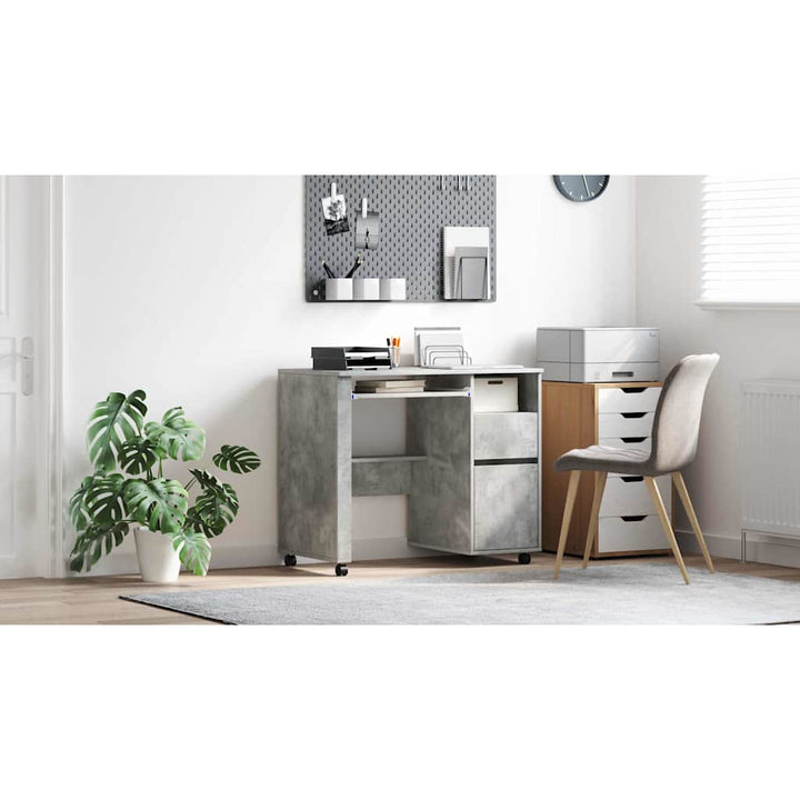 Skrivebord med Hjul Beton Grå 91 x 50 x 77 cm Konstrueret træ