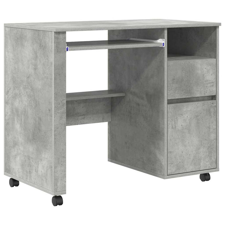 Skrivebord med Hjul Beton Grå Konstrueret træ 91 x 50 x 77 cm