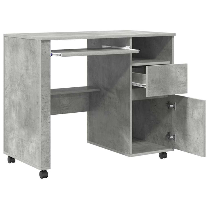 Skrivebord med Hjul Beton Grå 91 x 50 x 77 cm Konstrueret træ
