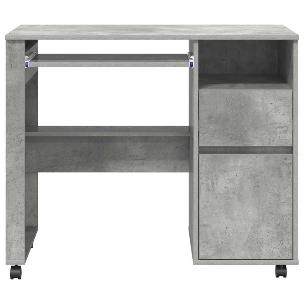 Skrivebord med Hjul Beton Grå Konstrueret træ 91 x 50 x 77 cm