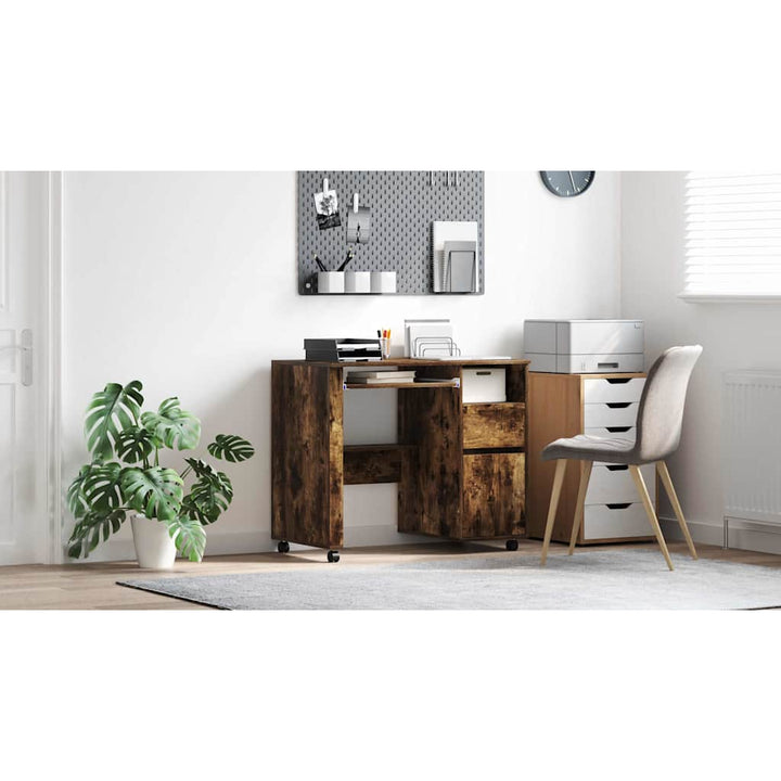 Skrivebord med Hjul Røget eg 91 x 50 x 77 cm Konstrueret træ