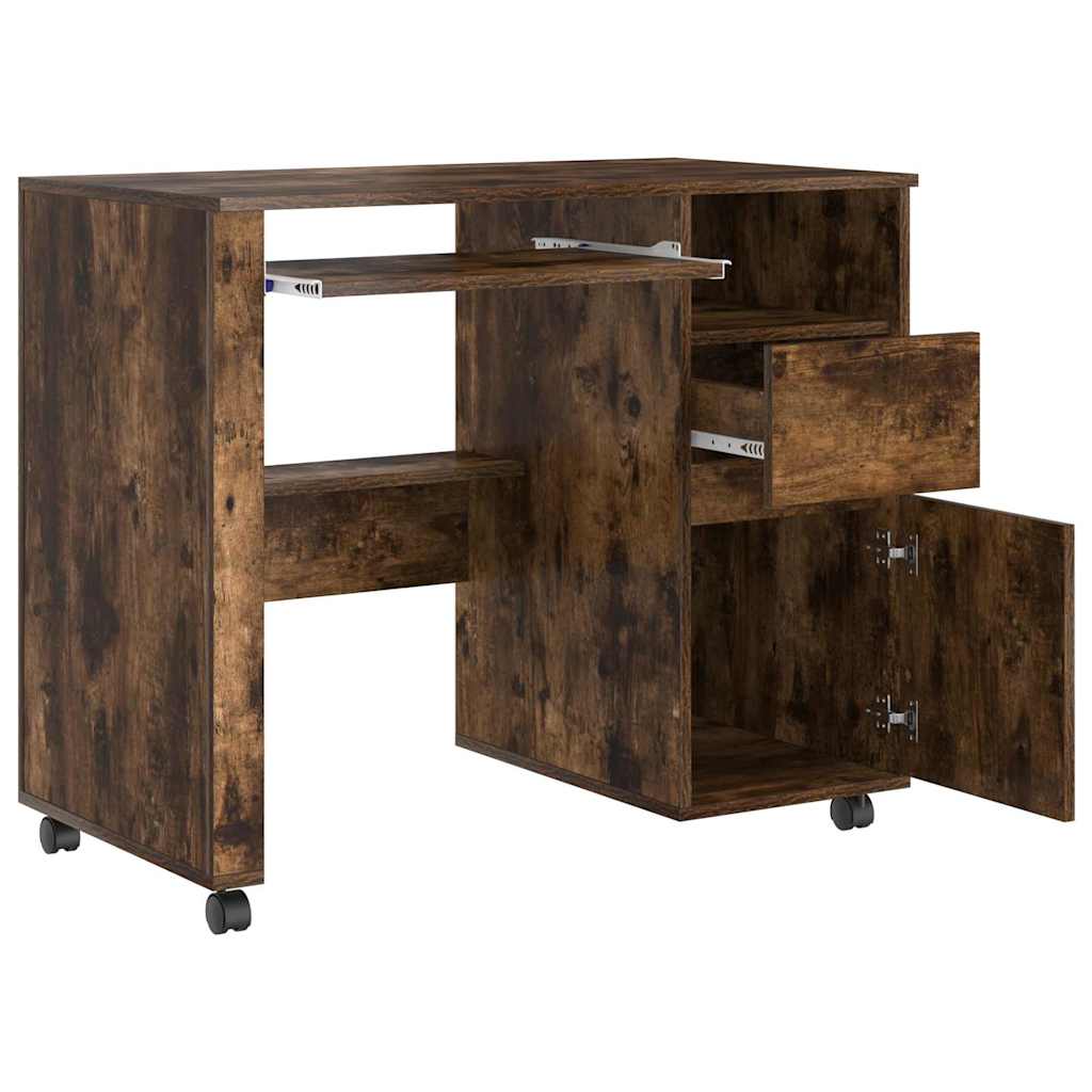 Skrivebord med Hjul Røget eg 91 x 50 x 77 cm Konstrueret træ