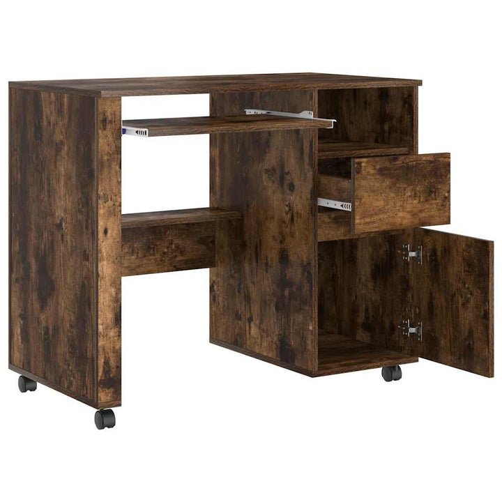 Skrivebord med Hjul Røget eg 91 x 50 x 77 cm Konstrueret træ