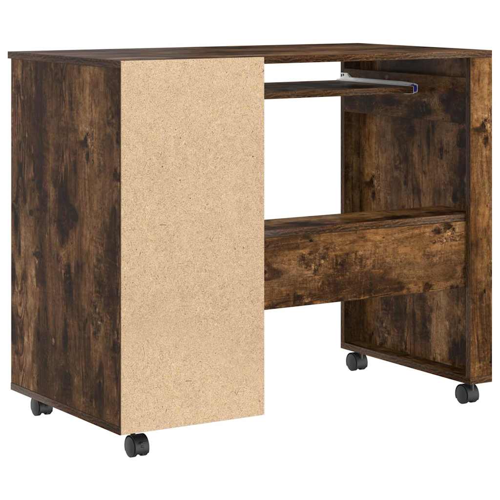 Skrivebord med Hjul Røget eg 91 x 50 x 77 cm Konstrueret træ