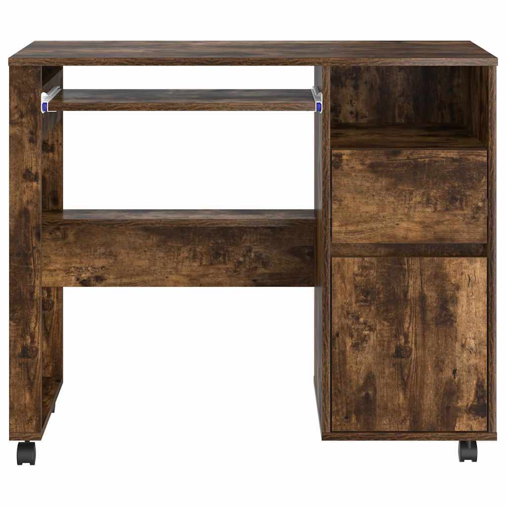 Skrivebord med Hjul Røget eg 91 x 50 x 77 cm Konstrueret træ