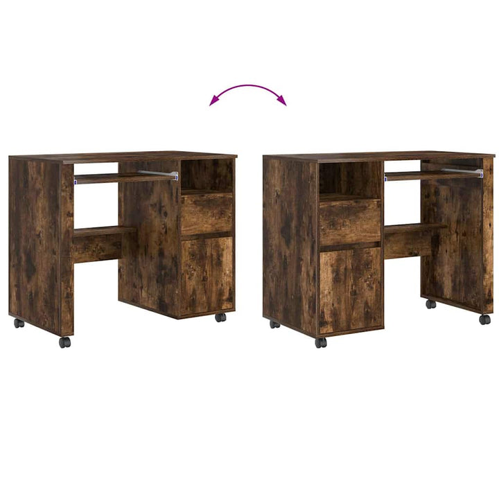 Skrivebord med Hjul Røget eg 91 x 50 x 77 cm Konstrueret træ
