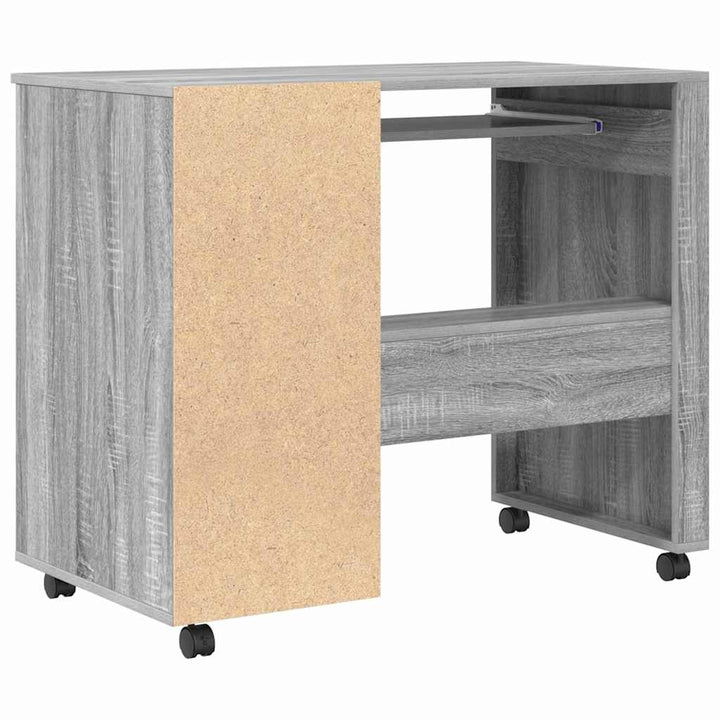 Skrivebord med Hjul Grå Sonoma 91 x 50 x 77 cm Konstrueret træ