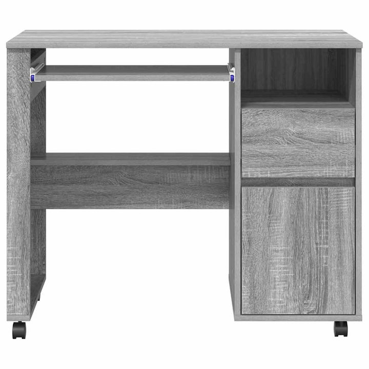 Skrivebord med Hjul Grå Sonoma 91 x 50 x 77 cm Konstrueret træ
