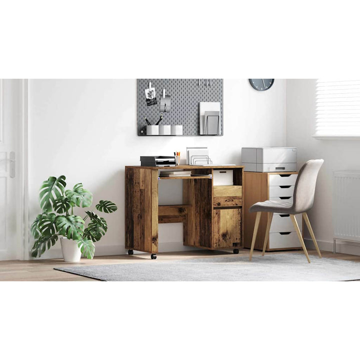Skrivebord med Hjul Gammelt træ 91 x 50 x 77 cm Konstrueret træ