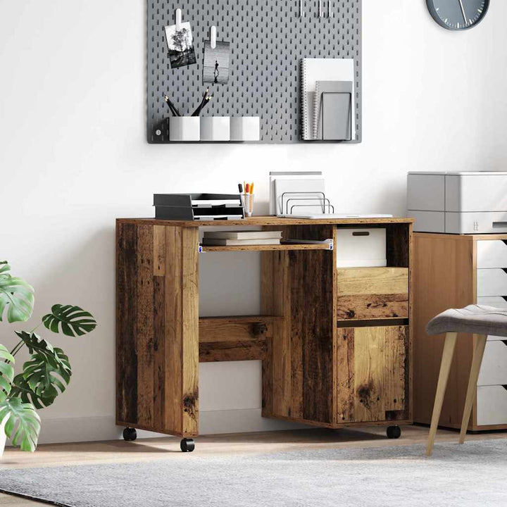 Skrivebord med Hjul Gammelt træ 91 x 50 x 77 cm Konstrueret træ