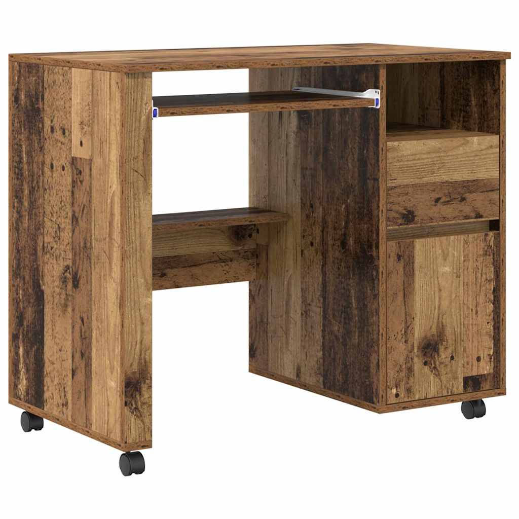 Skrivebord med Hjul Gammelt træ 91 x 50 x 77 cm Konstrueret træ