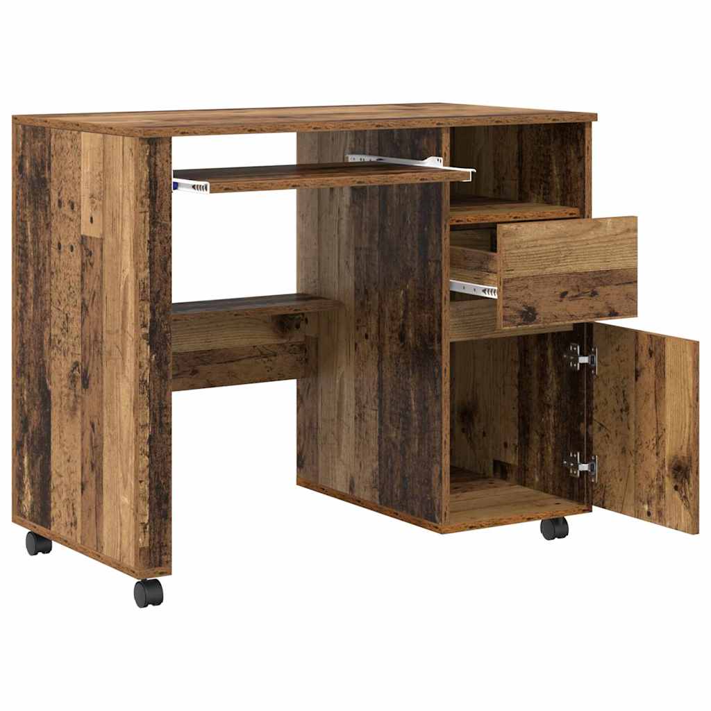 Skrivebord med Hjul Gammelt træ 91 x 50 x 77 cm Konstrueret træ