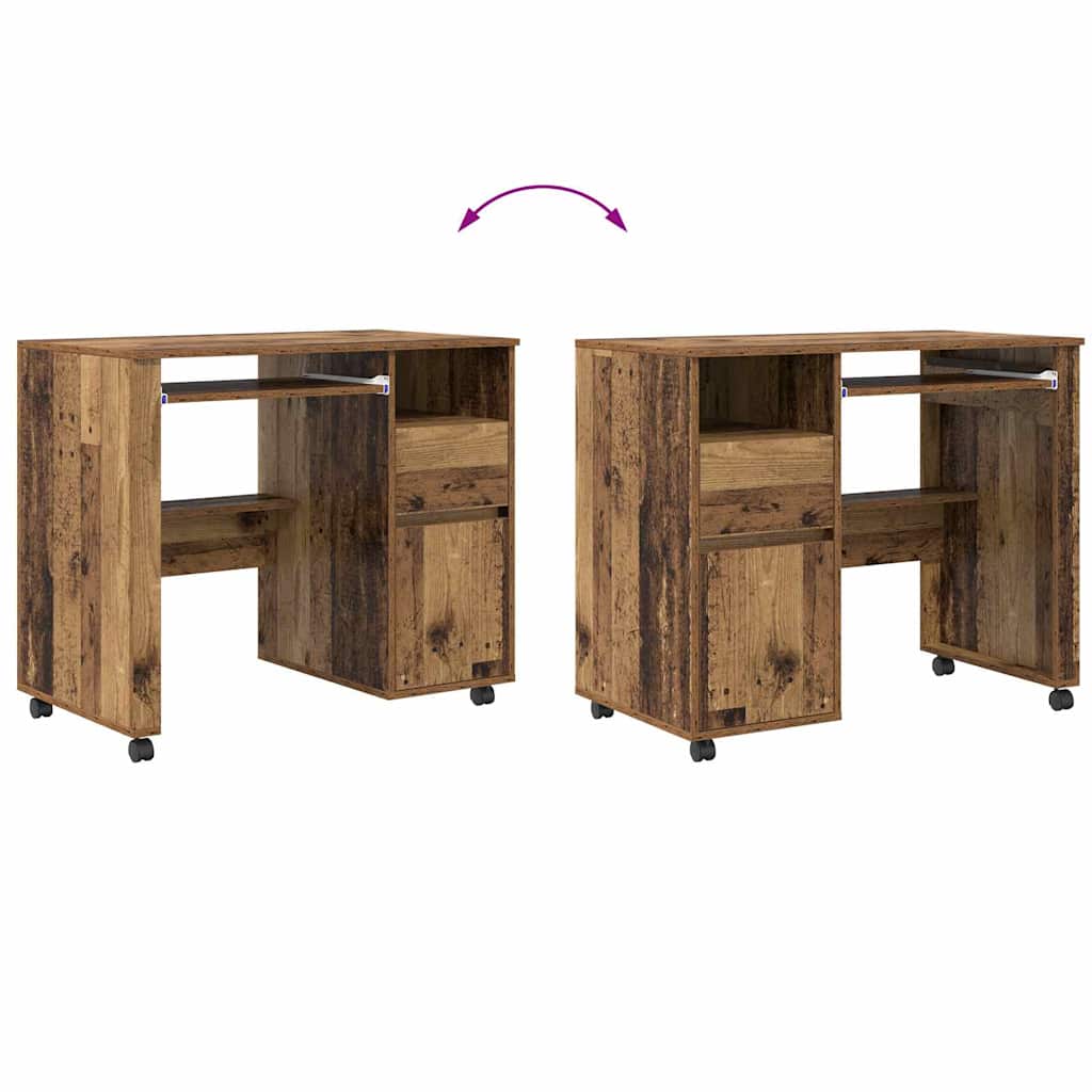 Skrivebord med Hjul Gammelt træ 91 x 50 x 77 cm Konstrueret træ