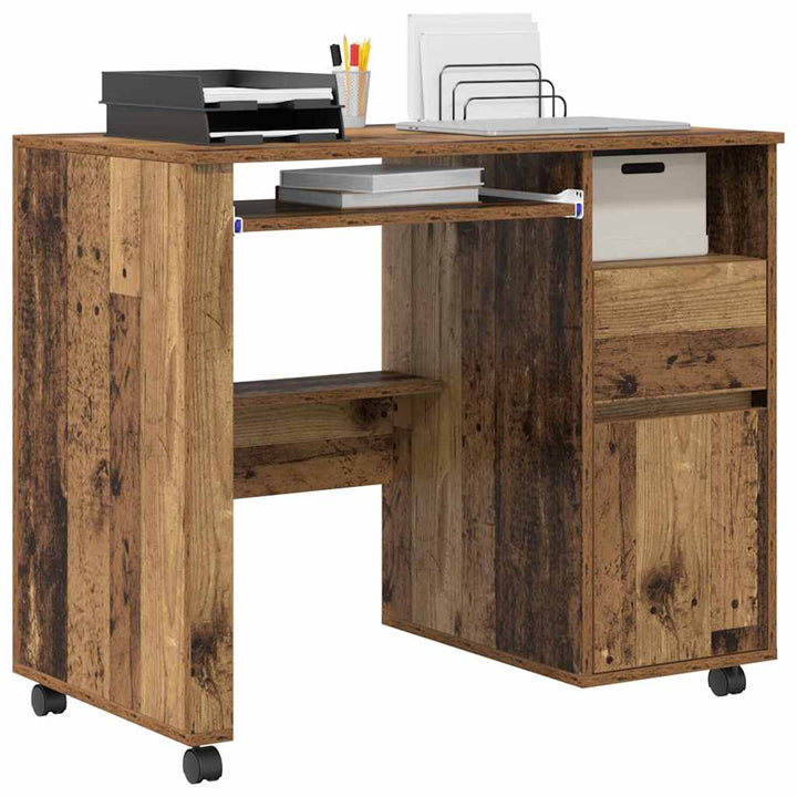 Skrivebord med Hjul Gammelt træ 91 x 50 x 77 cm Konstrueret træ