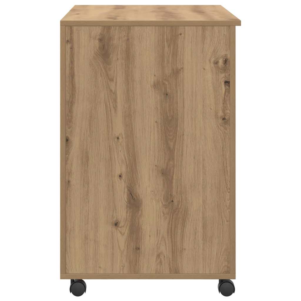 Skrivebord med Hjul med skuffe Artisan Egetræ 91 x 50 x 77 cm