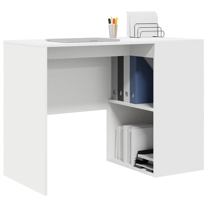 Bord med hylde Hvid 102 x 50 x 75 cm Konstrueret træ