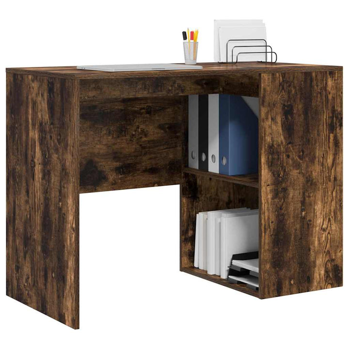 Bord med hylde Røget eg 102 x 50 x 75 cm Konstrueret træ
