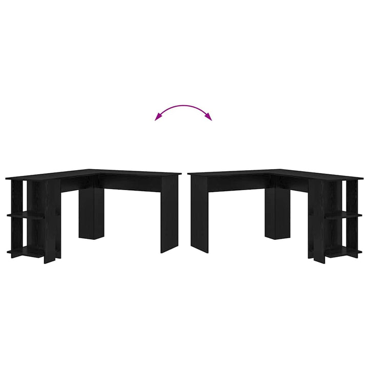 Hjørneskrivebord Sort eg Konstrueret træ 140 x 113,5 x 75 cm