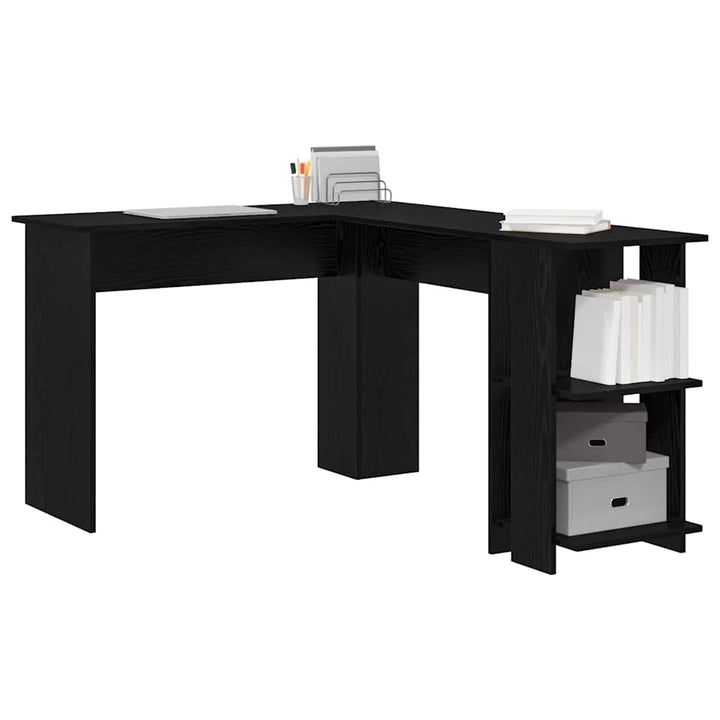Hjørneskrivebord Sort eg 140 x 113,5 x 75 cm Konstrueret træ
