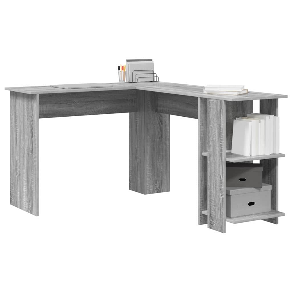 Hjørneskrivebord Grå Sonoma Konstrueret træ 140 x 113,5 x 75 cm