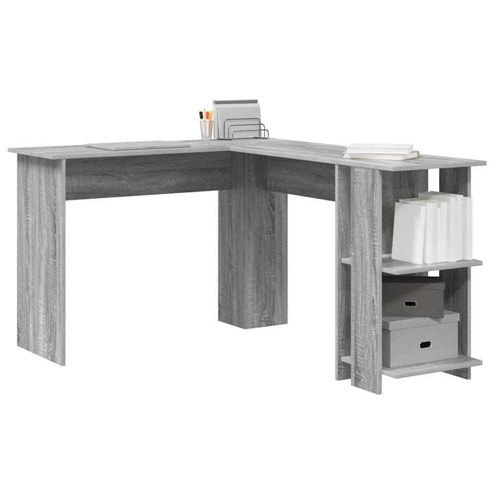 Hjørneskrivebord Grå Sonoma Konstrueret træ 140 x 113,5 x 75 cm