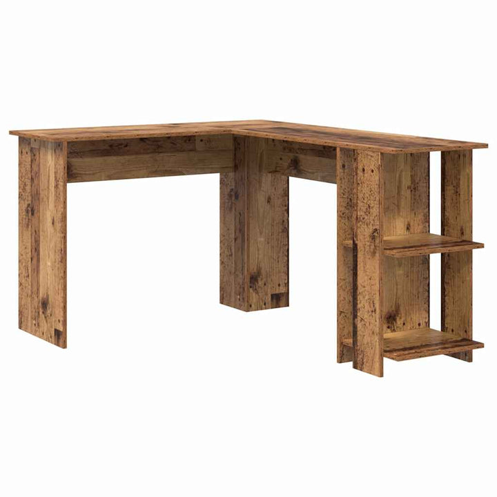 Hjørneskrivebord med hylde Gammelt træ 140 x 113,5 x 75 cm