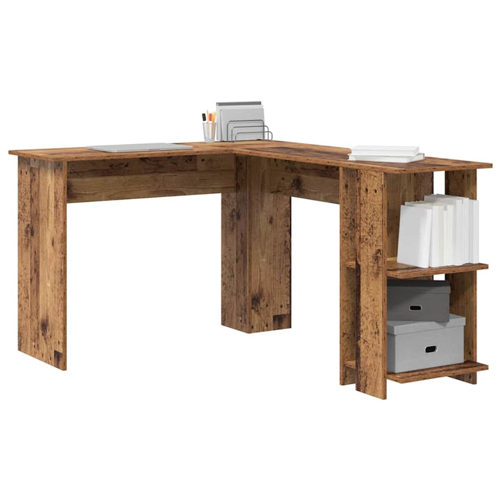 Hjørneskrivebord med hylde Gammelt træ 140 x 113,5 x 75 cm