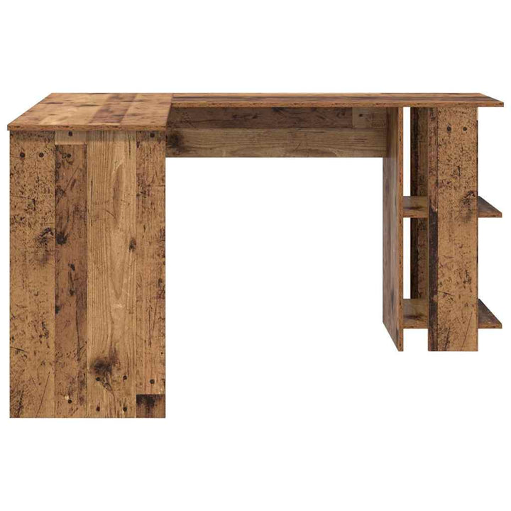Hjørneskrivebord med hylde Gammelt træ 140 x 113,5 x 75 cm