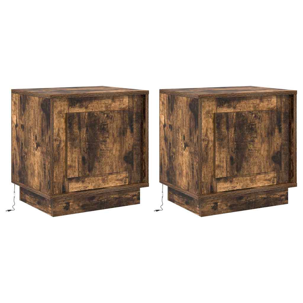 Natskab 2 pcs Røget eg 44 x 34,5 x 45 cm Konstrueret træ