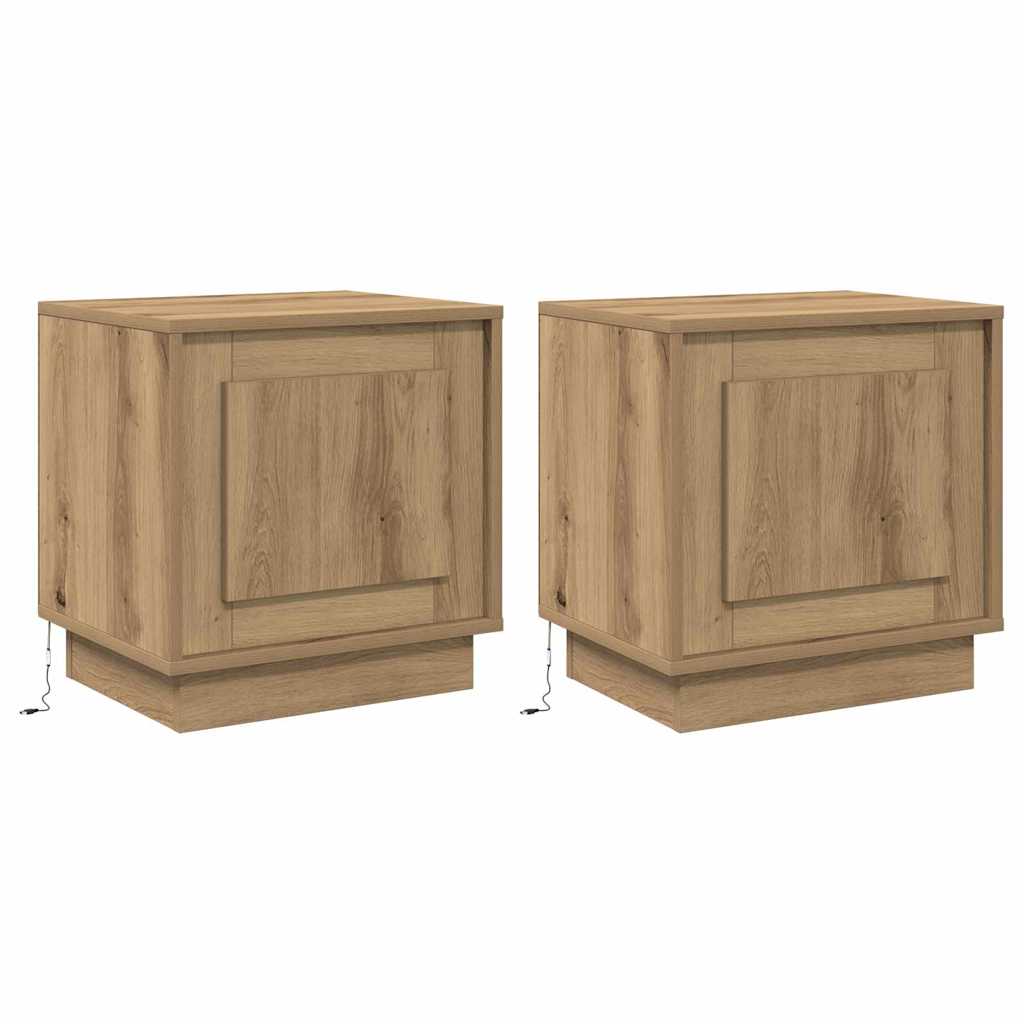 Natskab 2 pcs Artisan Egetræ 44 x 34,5 x 45 cm Konstrueret træ