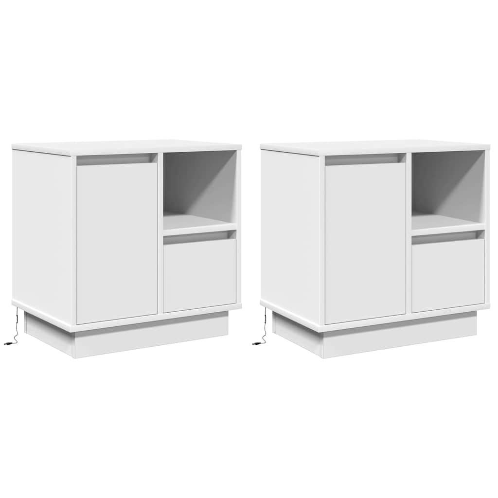 Natskab 2 pcs Hvid 50 x 34,5 x 50 cm. Konstrueret træ