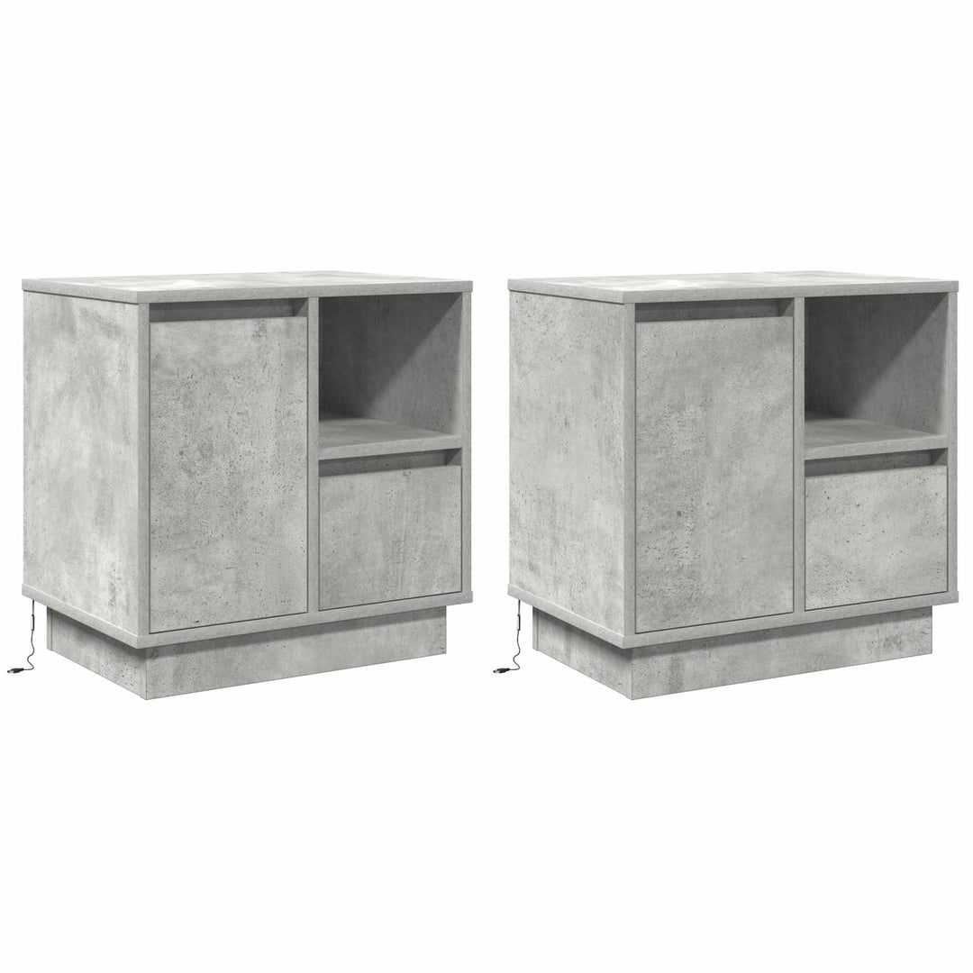 Natskab 2 pcs Beton Grå 50 x 34,5 x 50 cm. Konstrueret træ