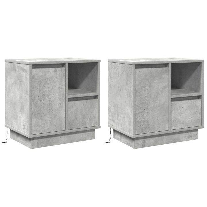 Natskab 2 pcs Beton Grå 50 x 34,5 x 50 cm. Konstrueret træ