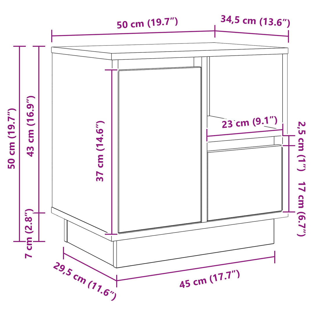 Natskab 2 stk. Røget eg 50 x 34,5 x 50 cm. Konstrueret træ