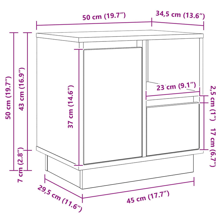 Natskab 2 stk. Røget eg 50 x 34,5 x 50 cm. Konstrueret træ