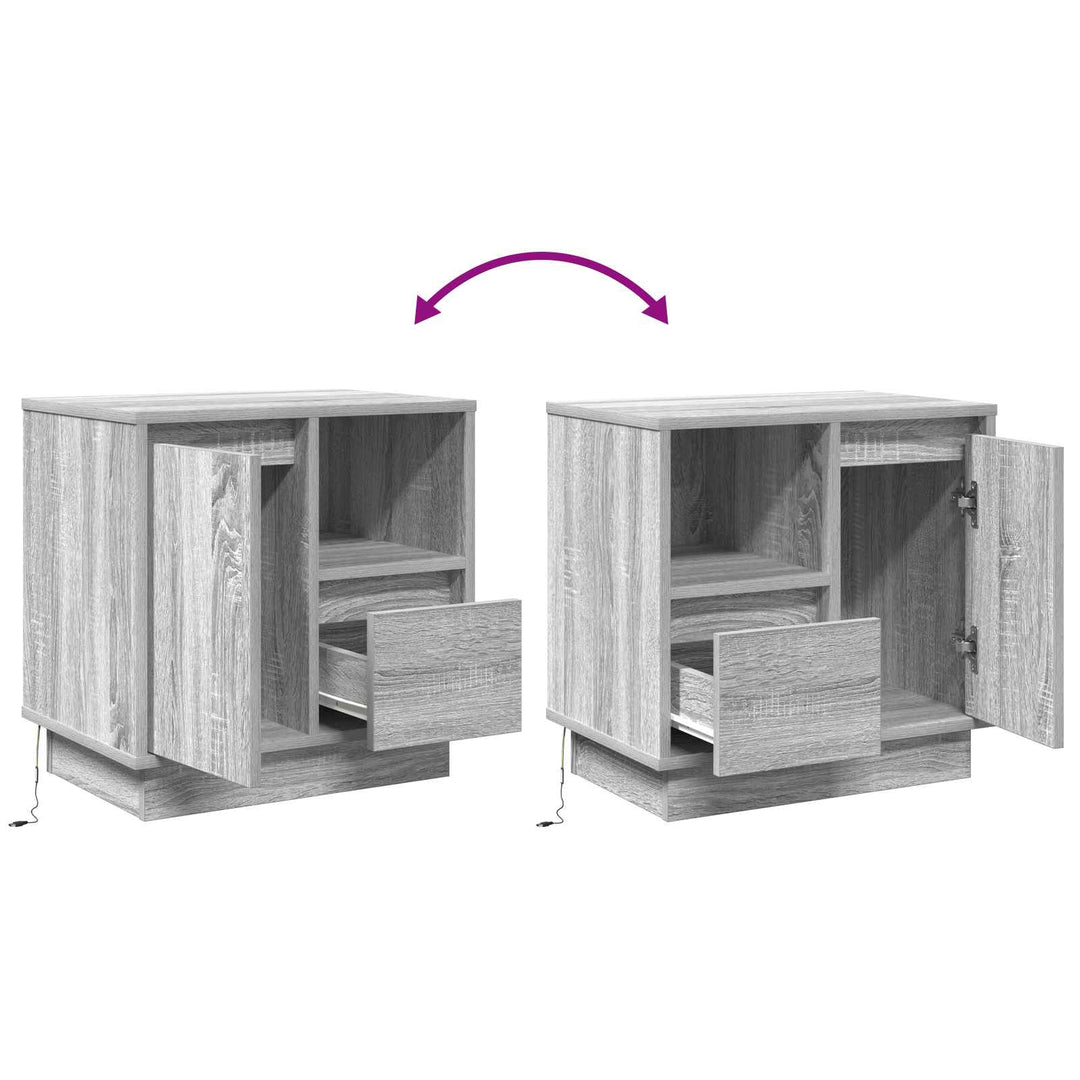 Natskab med skuffe 2 pcs Grå 50 x 34,5 x 50 cm. Konstrueret træ