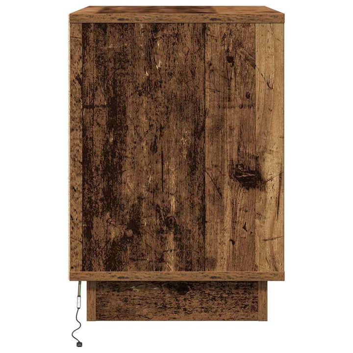 Natskab med LED Gammelt træ 50 x 34,5 x 50 cm. Konstrueret træ