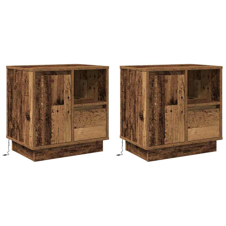 Natskab 2 pcs Gammelt træ 50 x 34,5 x 50 cm. Konstrueret træ