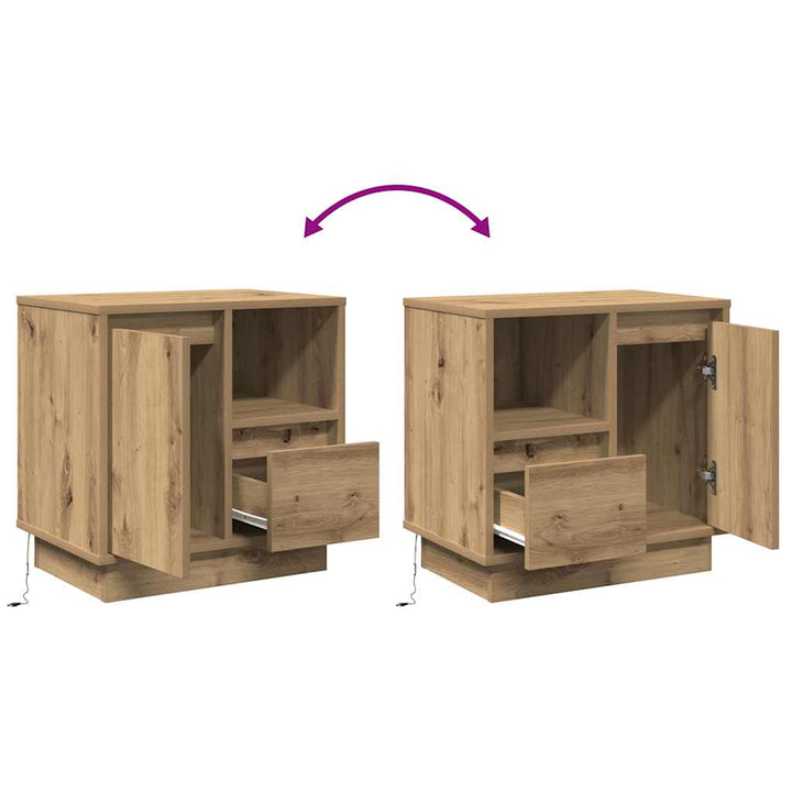 Natskab 2 pcs Artisan Egetræ 50 x 34,5 x 50 cm. Konstrueret træ