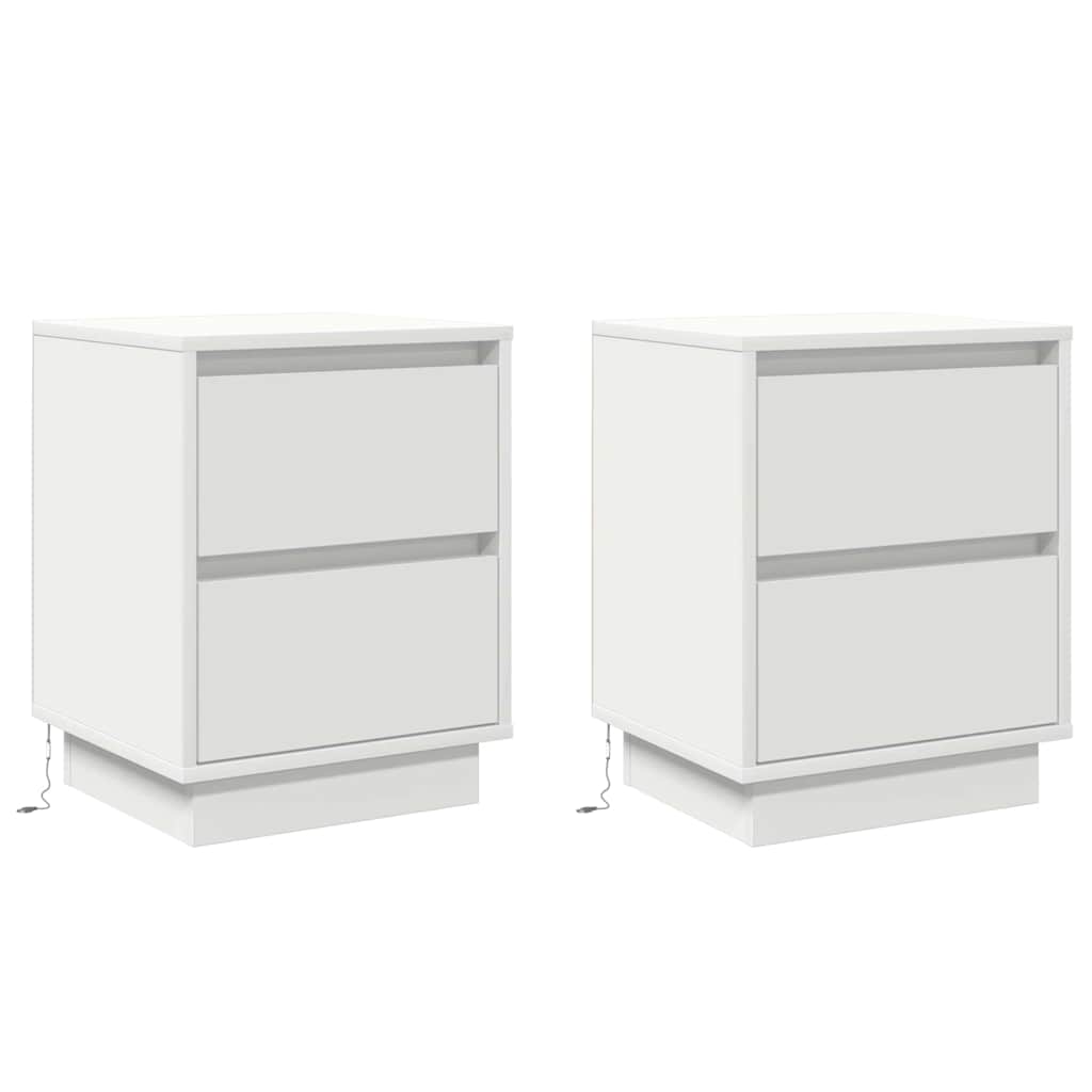 Natskab med skuffe 2 pcs Hvid 39 x 34,5 x 50 cm Konstrueret træ
