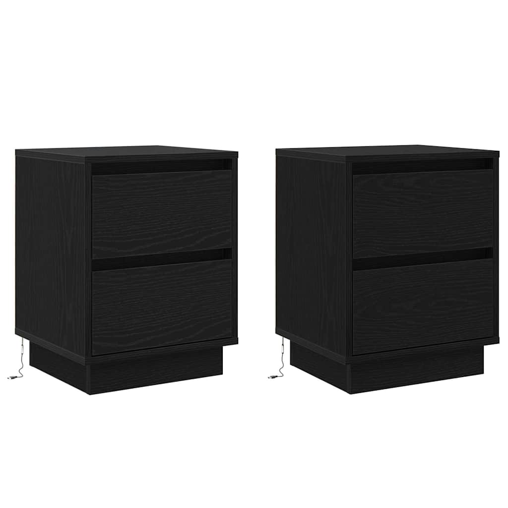 Natskab 2 pcs Sort eg 39 x 34,5 x 50 cm Konstrueret træ