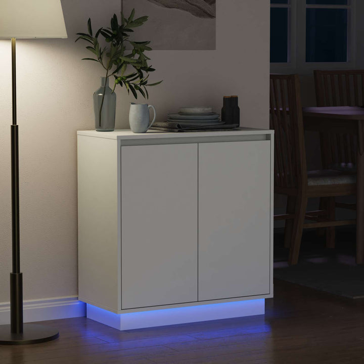 LED Sideboard Hvid 71 x 34,5 x 75 cm Konstrueret træ