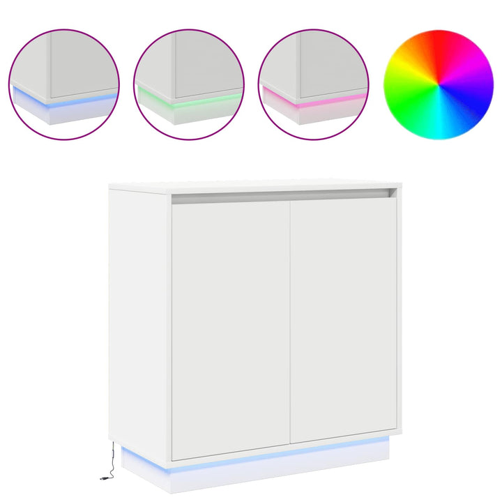 LED Sideboard Hvid 71 x 34,5 x 75 cm Konstrueret træ